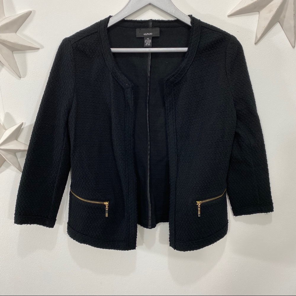 Alfa I textured knit open front blazer jacket XS